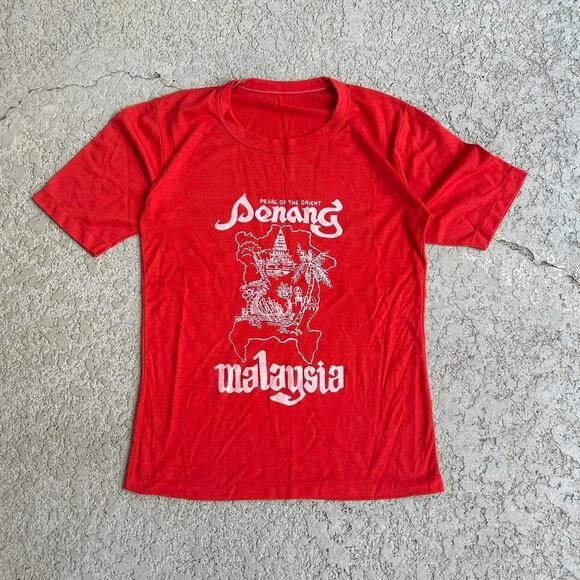 True Vintage 80s Penang Maylasia Paper Thin Tee. Sz S - Picture 1 of 5